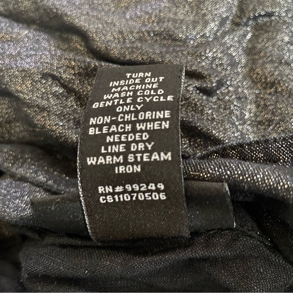 Vintage 90s Maggie Barnes Metallic Short Sleeve Button Front Top Black Combo 5X - Picture 5 of 6